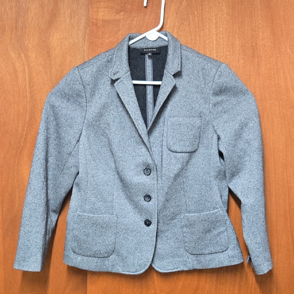NWOT Talbots Gray Women's Wool Blazer Size 16